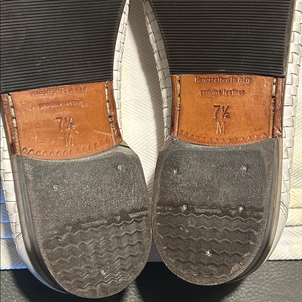 Bruno Magli Woven White Leather Penny Loafers size 7.5 fit like an 8.5 women’s - Picture 7 of 8